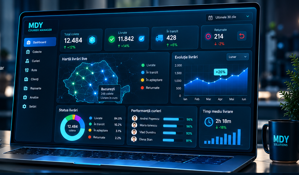 Dashboard de rapoarte și analize Courier Manager