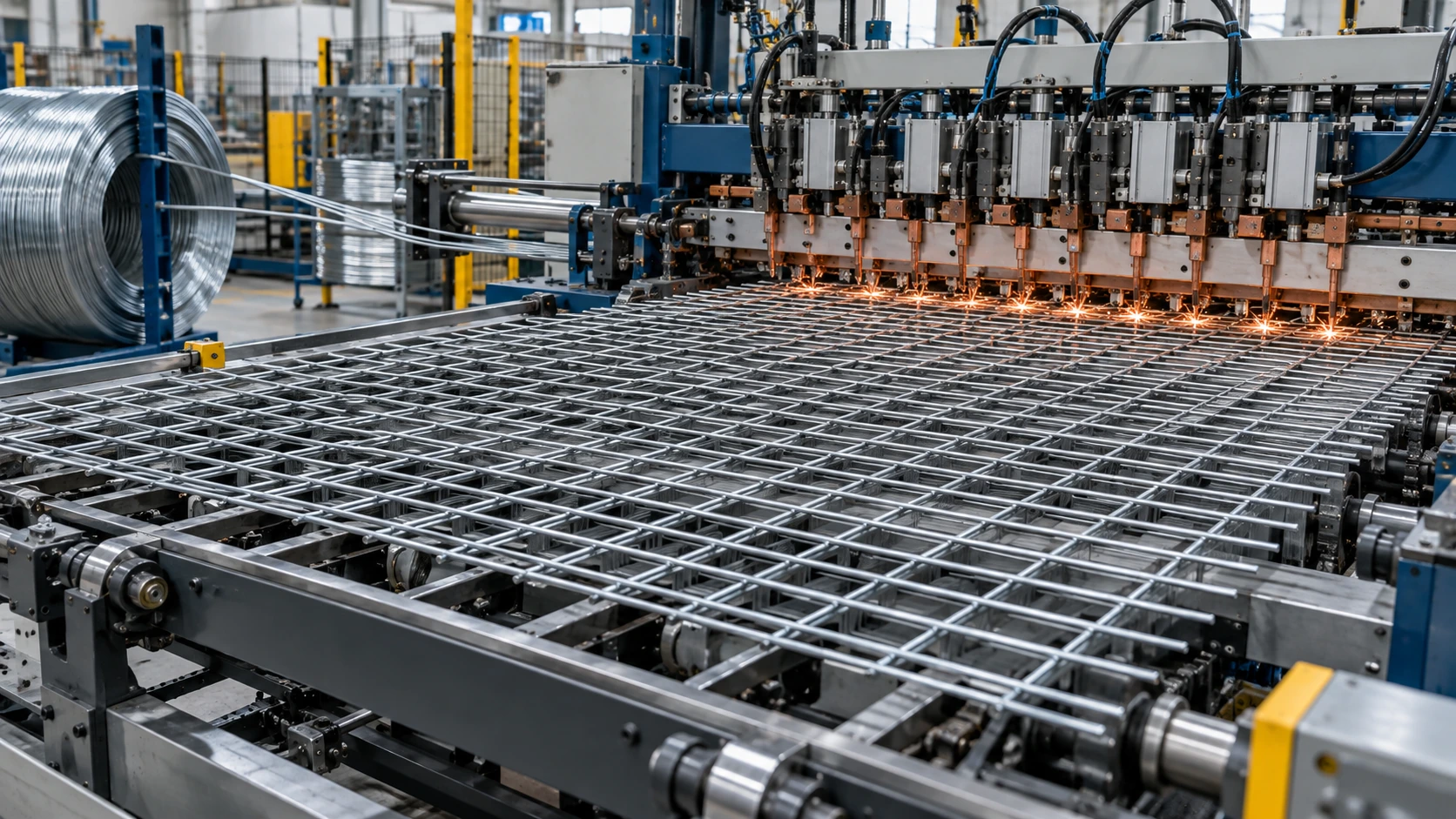 Linie conectată de sudare a panourilor metalice pentru garduri