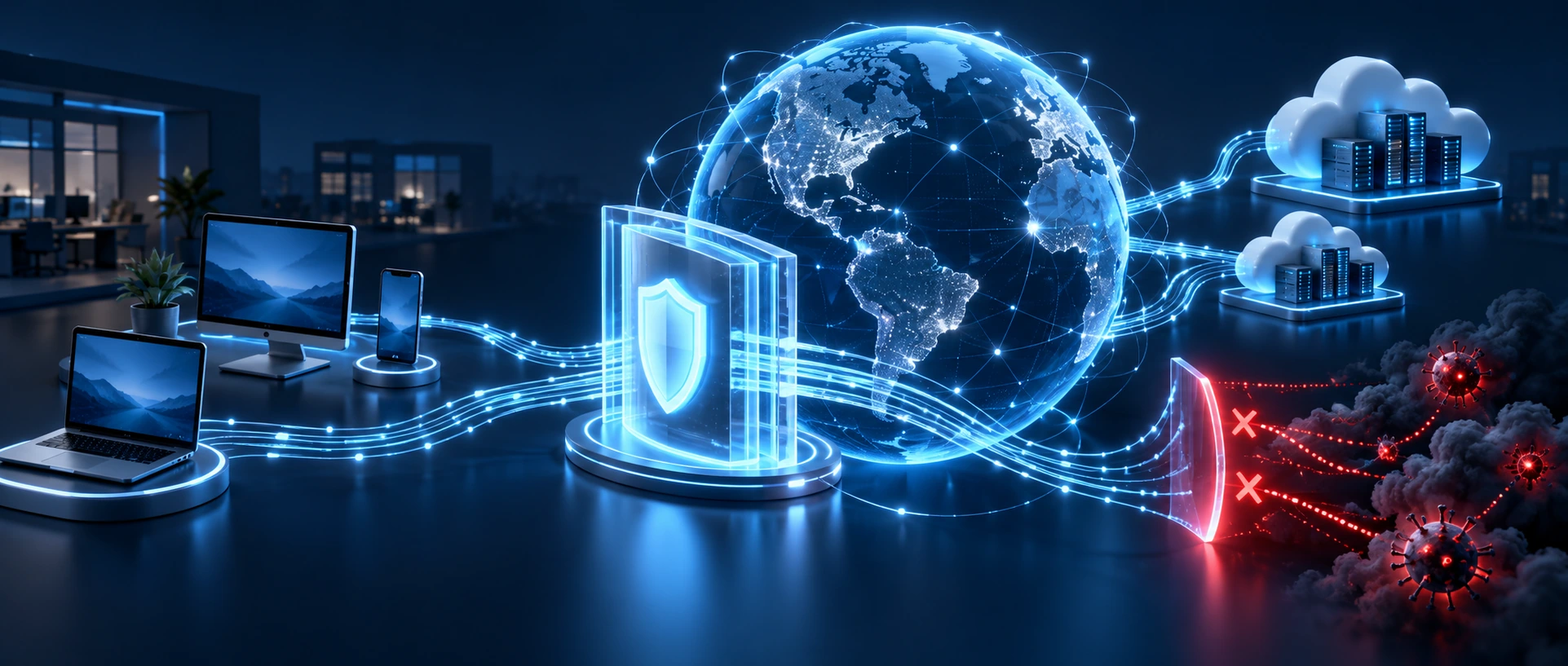 Rețea DNS protejată care conectează utilizatori, dispozitive și servicii cloud