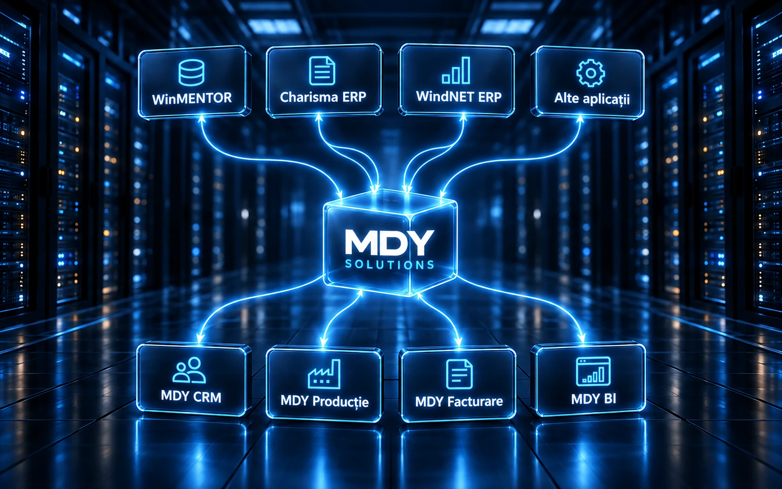 Hub MDY conectat la WinMENTOR, Charisma ERP, WindNET ERP și aplicațiile MDY